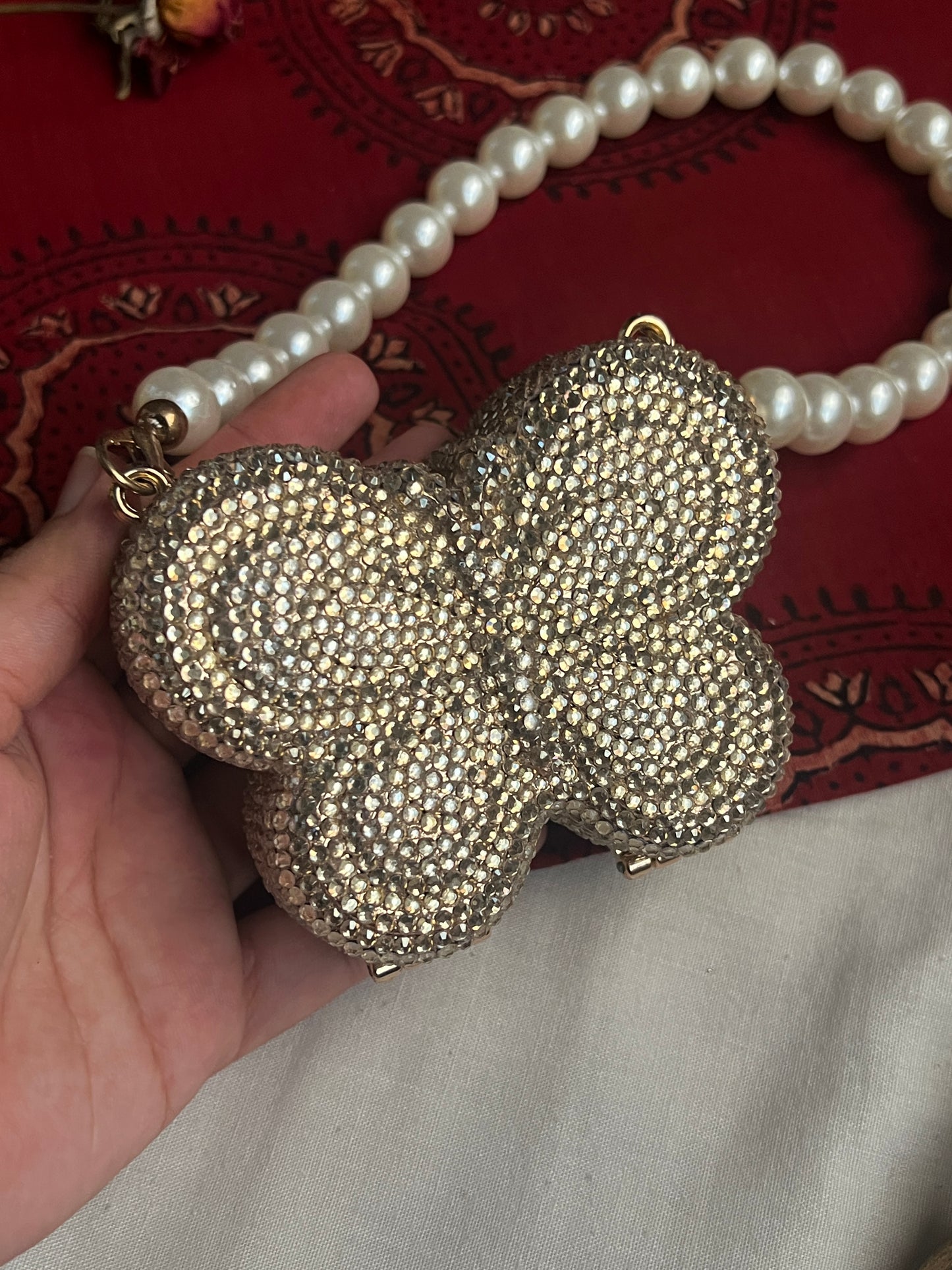 Rhinestone Mini Butterfly Metal Clutch