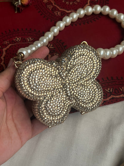 Rhinestone Mini Butterfly Metal Clutch