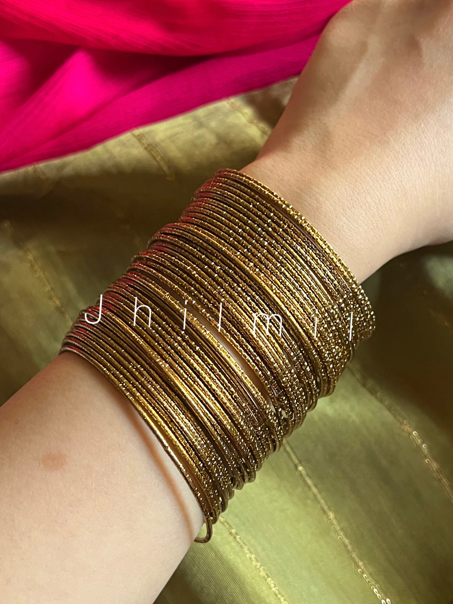Golden Metal Churi-40 Bangles