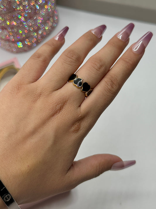 Adjustable Black Heart Ring