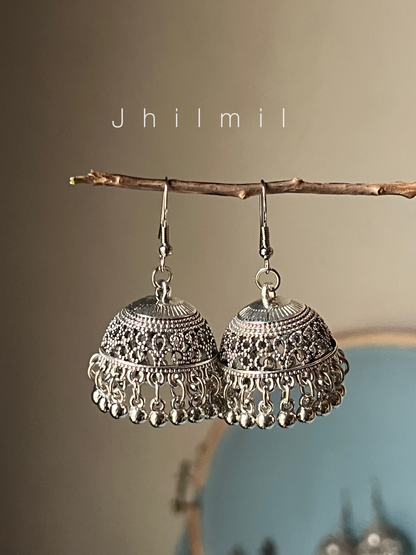 Daily wear Silver jhumkis