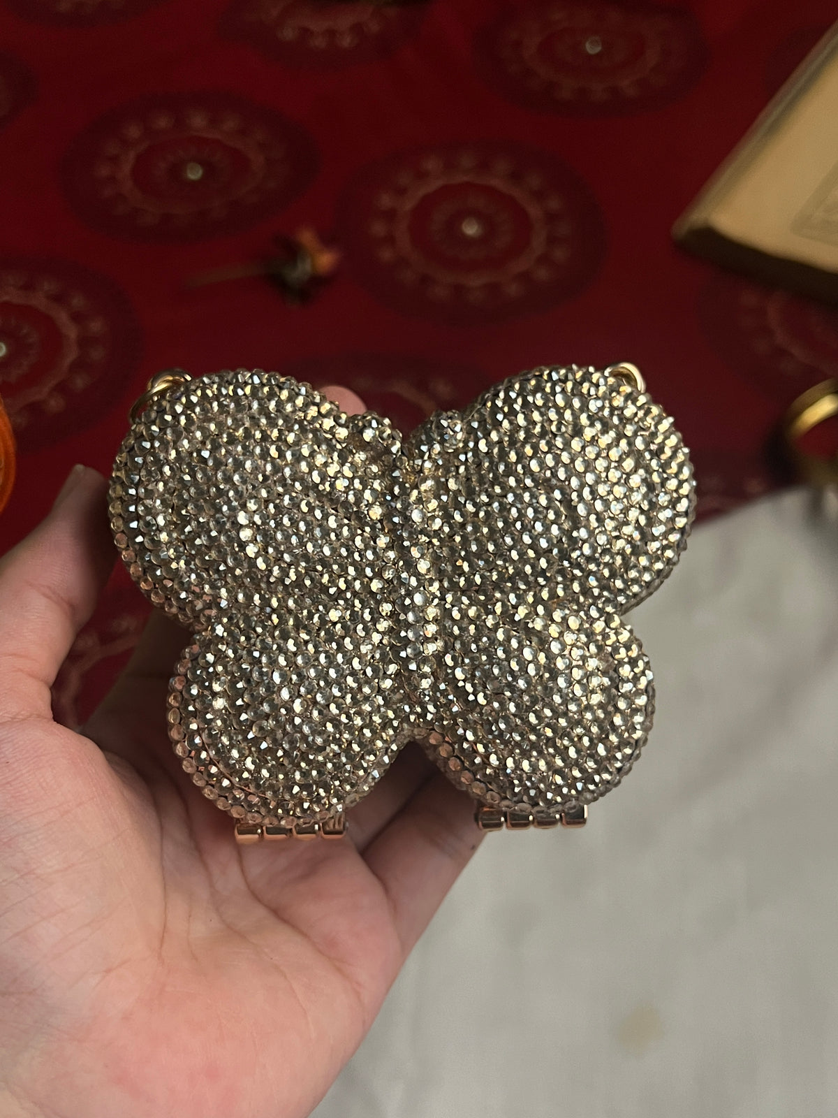 Rhinestone Mini Butterfly Metal Clutch