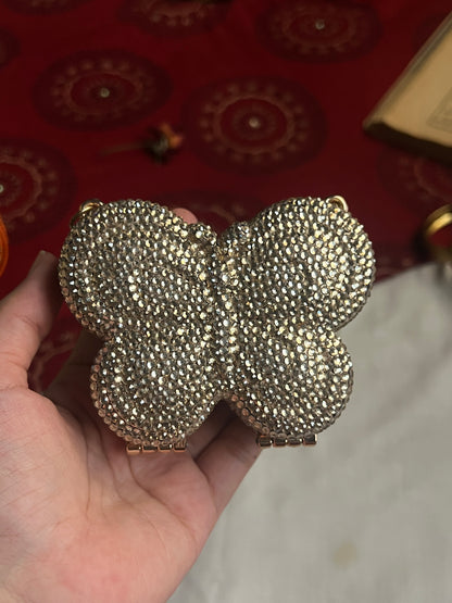 Rhinestone Mini Butterfly Metal Clutch