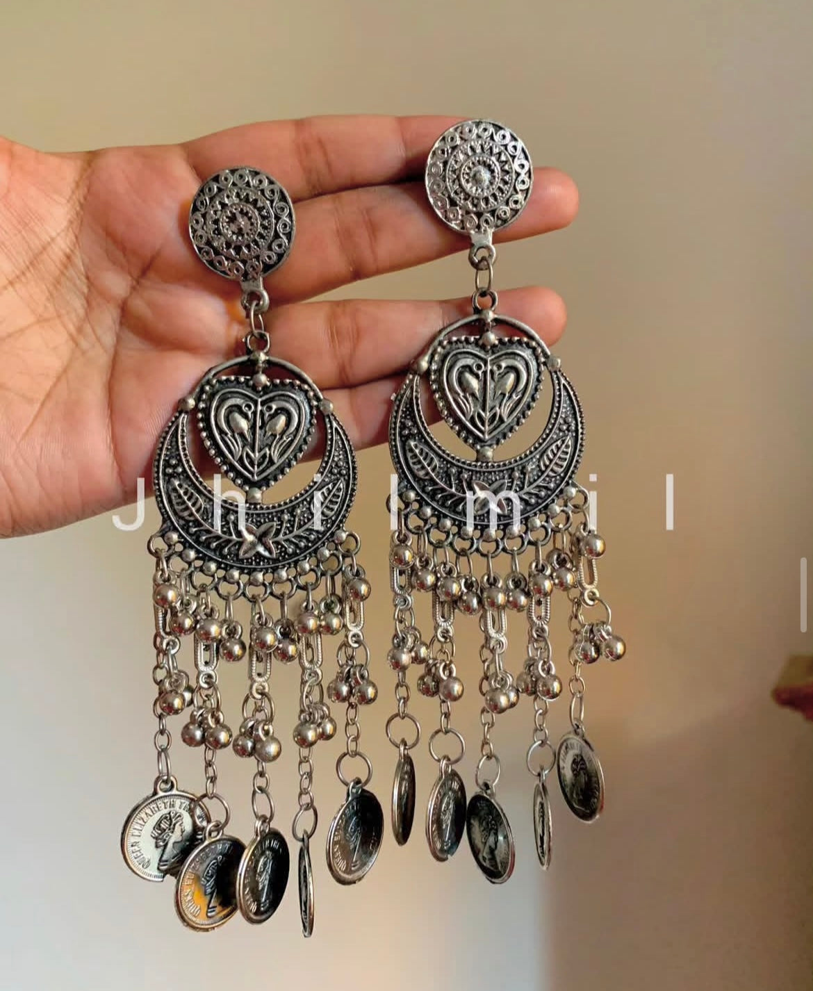 Swan long chain earrings