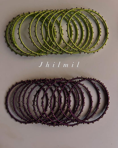 Silk Dotted Metal Bangles
