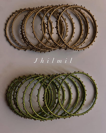 Silk Dotted Metal Bangles