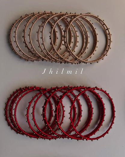 Silk Dotted Metal Bangles