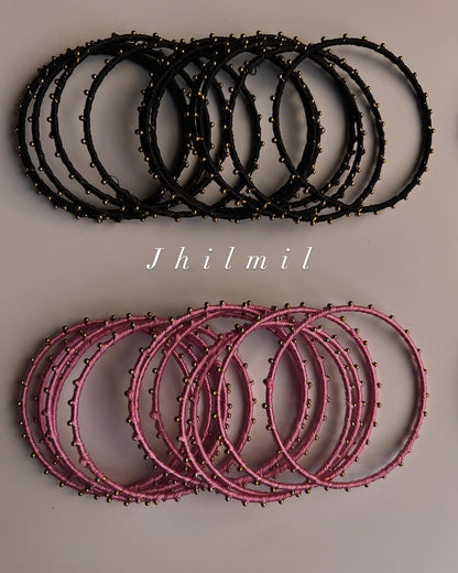 Silk Dotted Metal Bangles