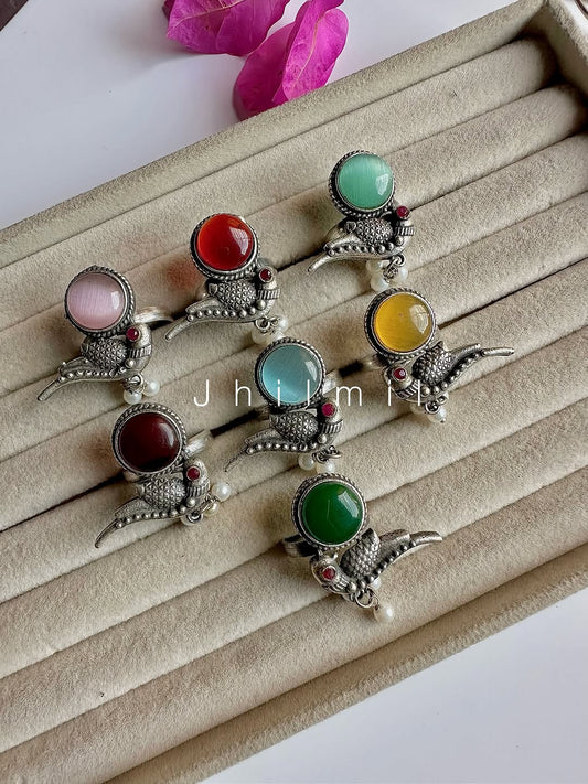 Dainty Stone Bird Ring