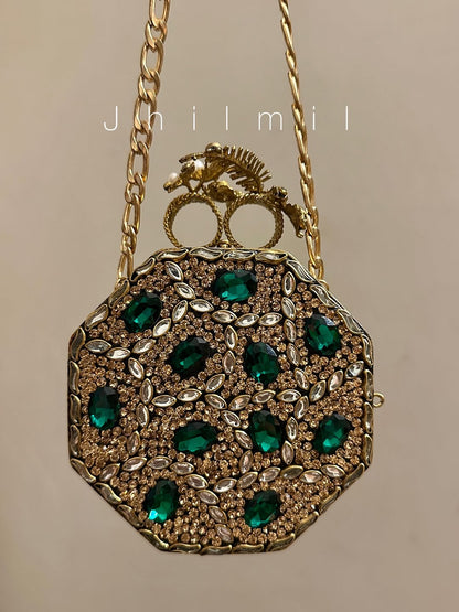 Luxury Clutch - Hexagon Emerald