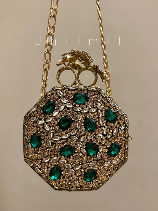 Luxury Clutch - Hexagon Emerald