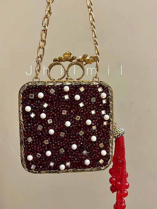 Luxury Clutch - Square Maroon