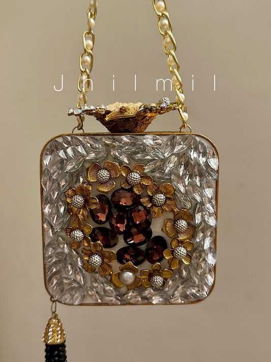 Luxury Clutch - Square Crystal Plum