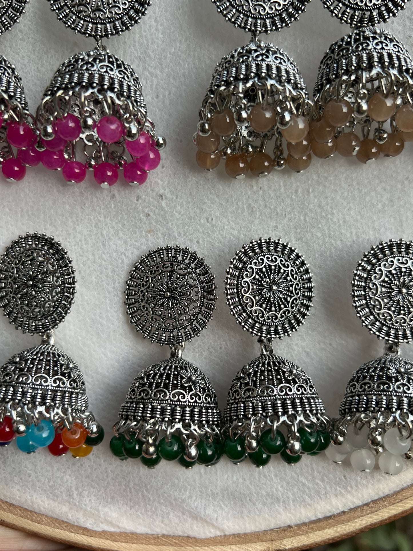 Silver Round Jhumki