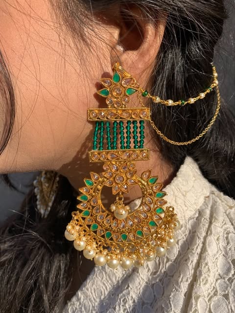Indian Kundan Oversized Earrings