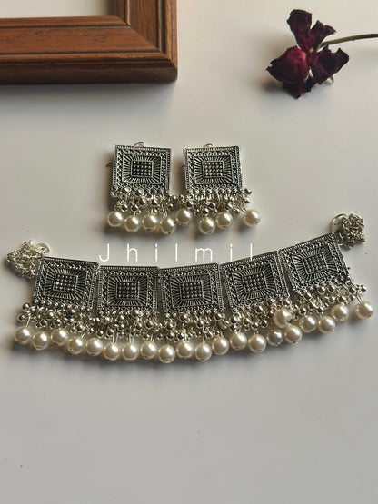 Square Pearl Choker Set