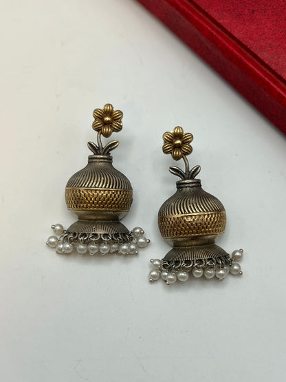 Dual Tone Vase Earrings