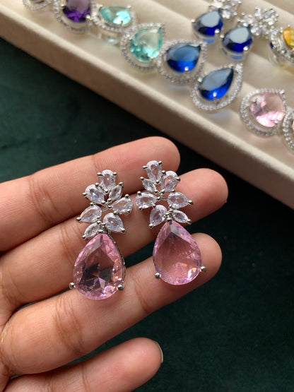 Cubic Zirconia Tear Drop Earrings