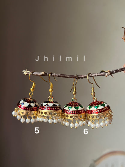 Daily Wear Meenakari Jhumkis