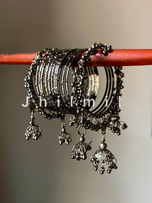 Black Jhumki Bangles set