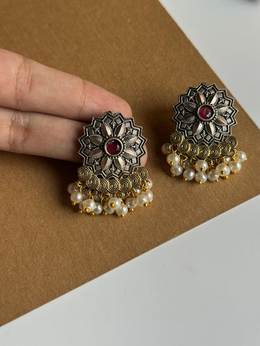 Dual Tone Phool Studs