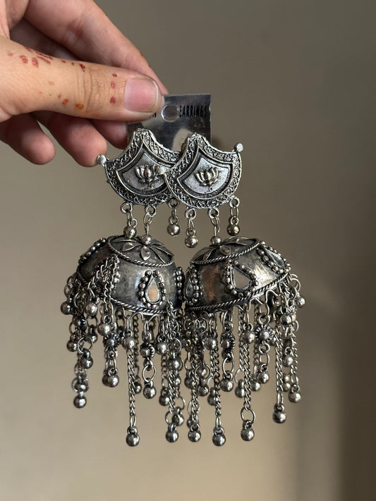 Lotus Oxidized Jhumka