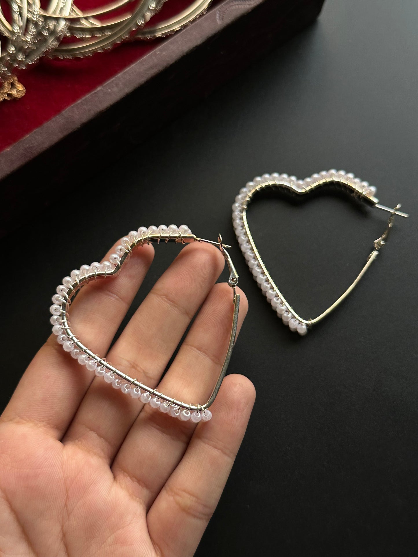 Pearl Heart Hoops