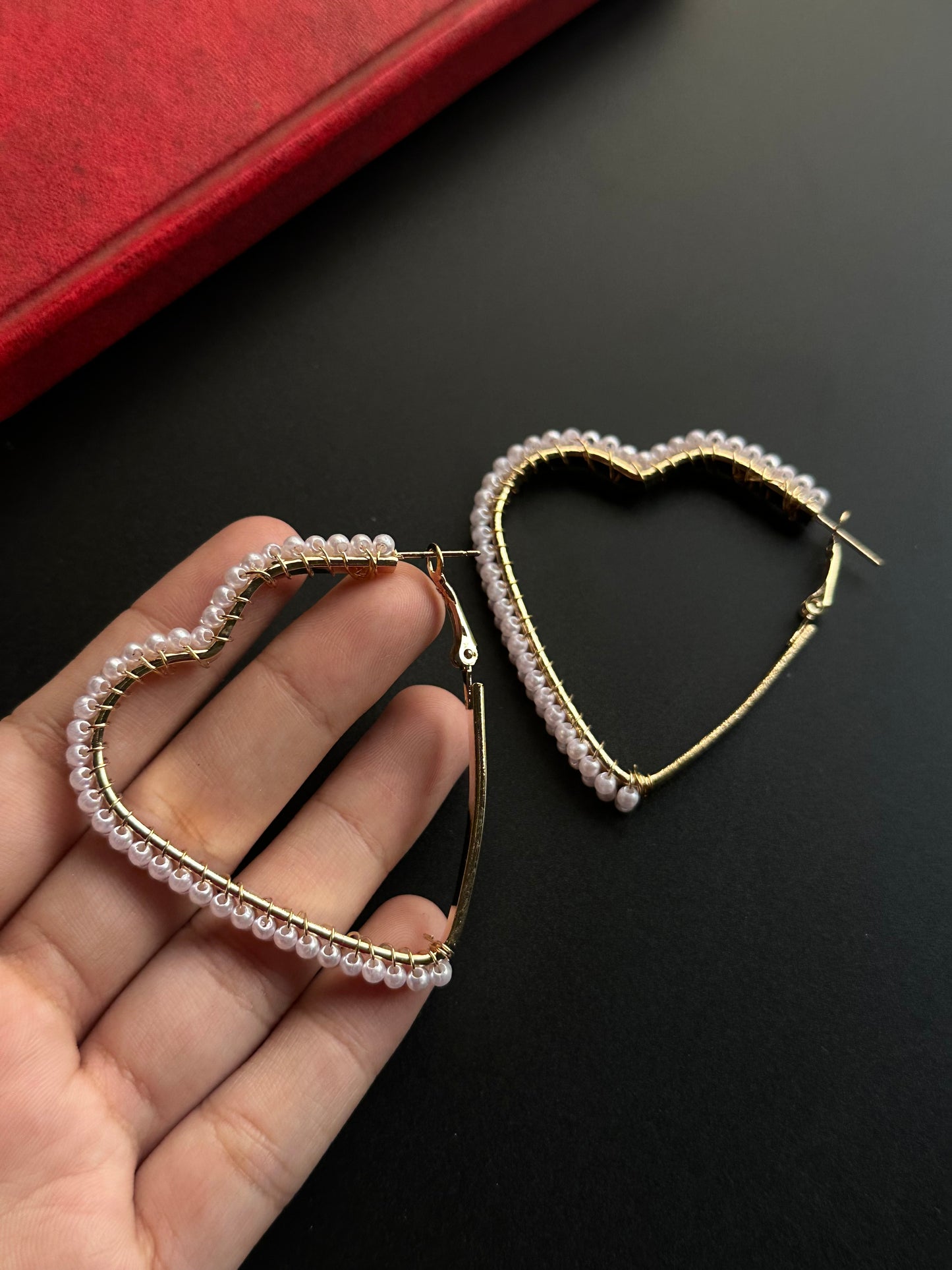 Pearl Heart Hoops