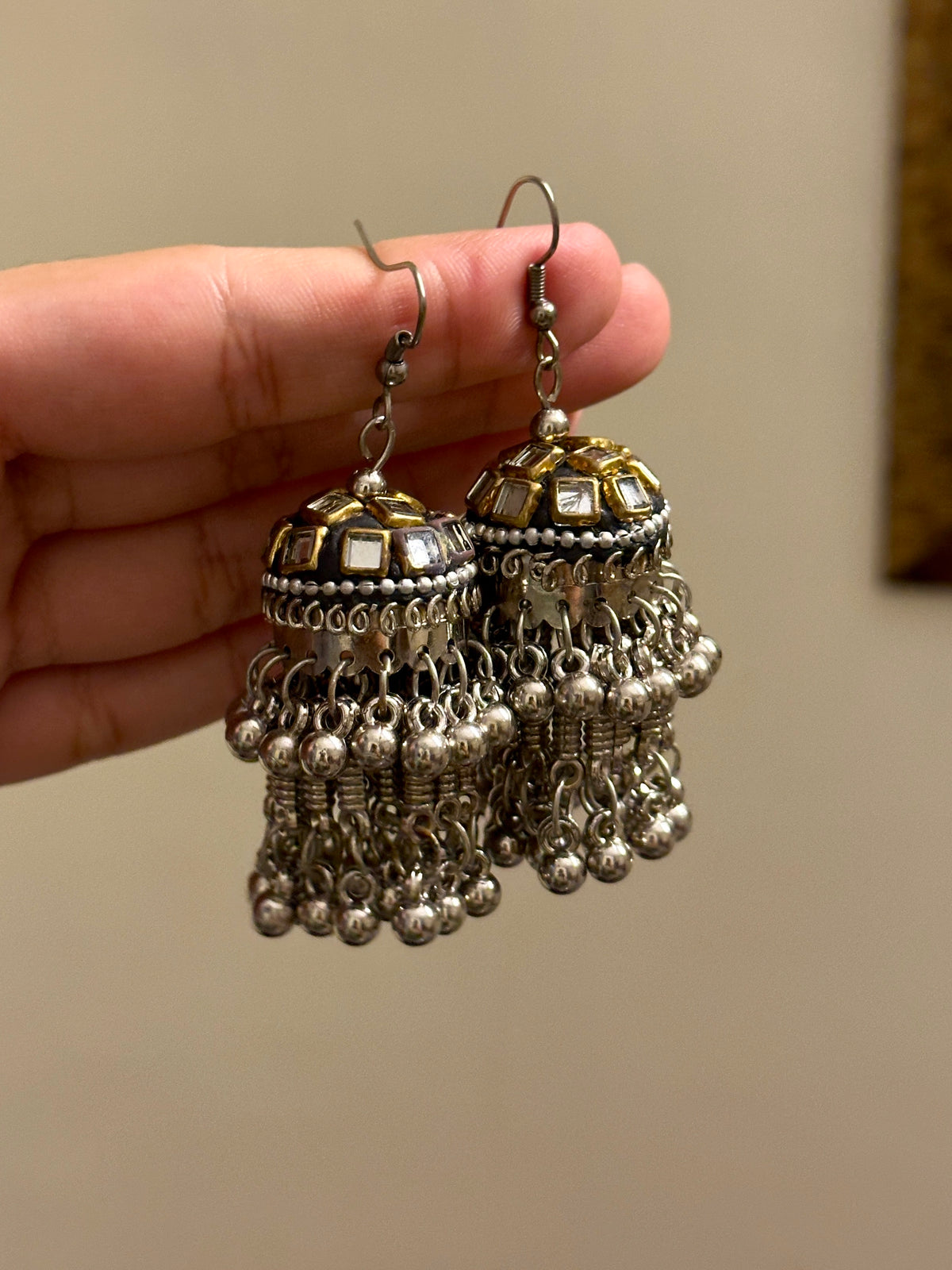 Square Kundan Latkan Jhumki