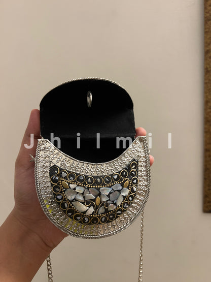 Silver Seep Metal Clutch