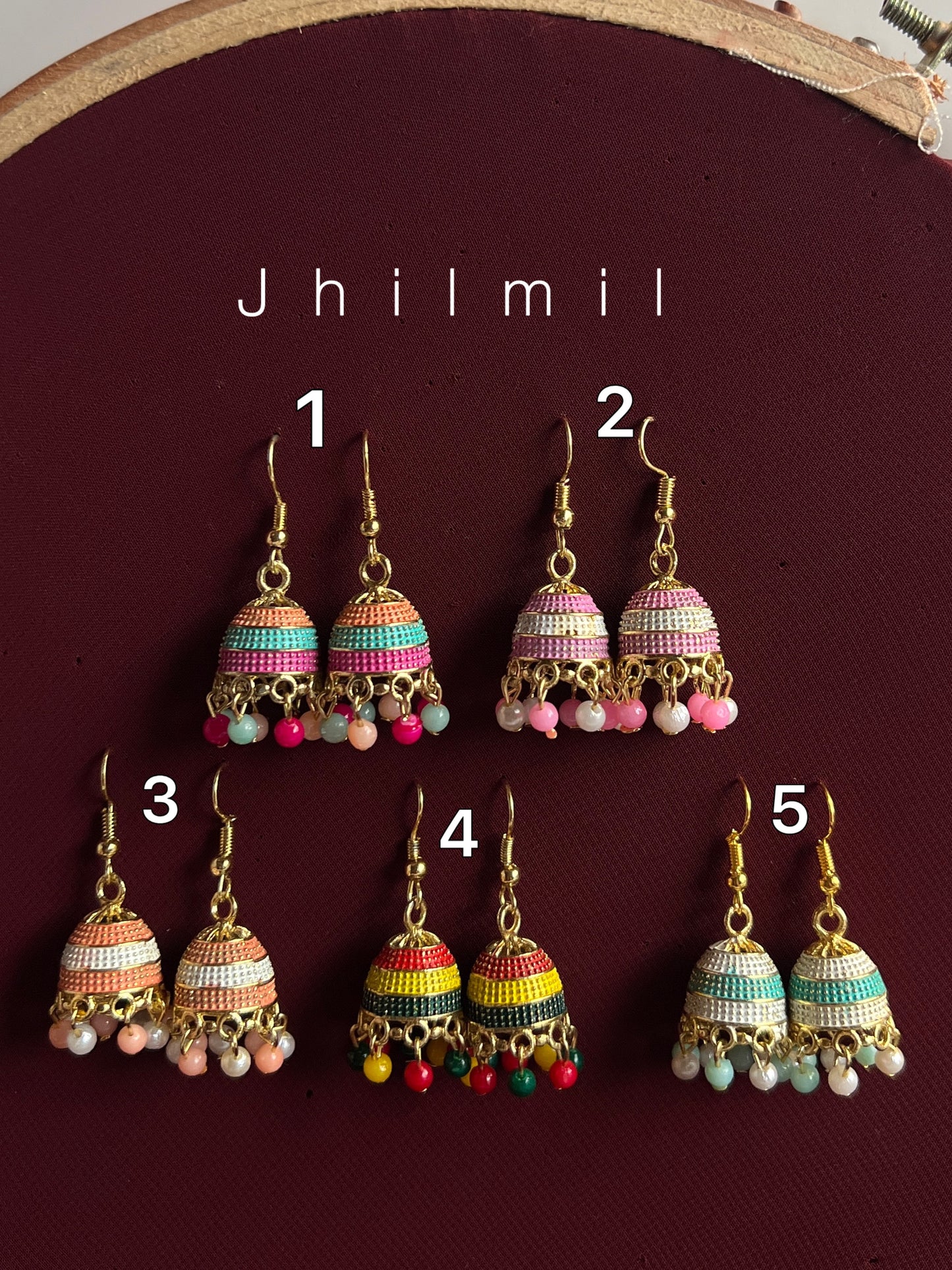 Golden Multi Colored Jhumkis