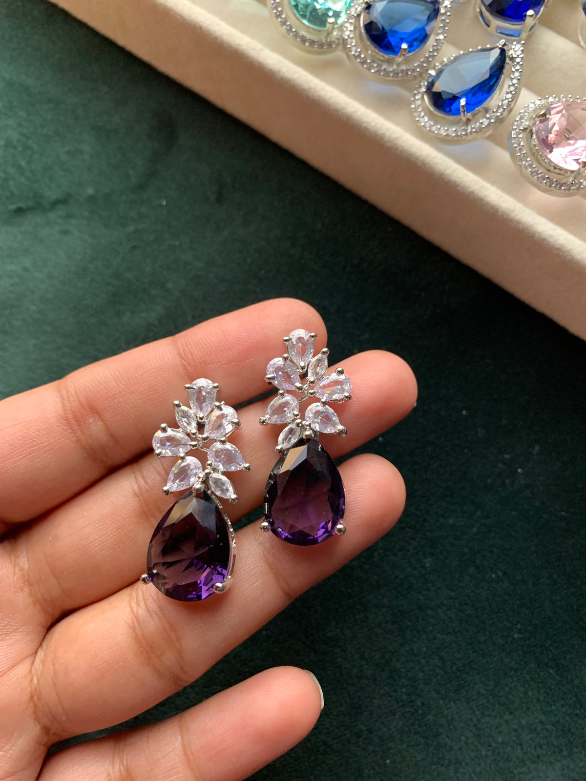 Cubic Zirconia Tear Drop Earrings