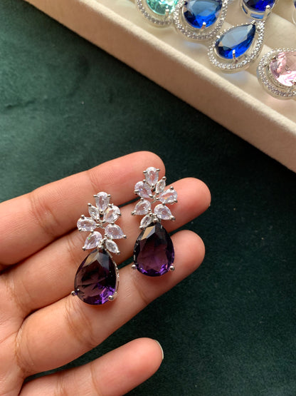 Cubic Zirconia Tear Drop Earrings