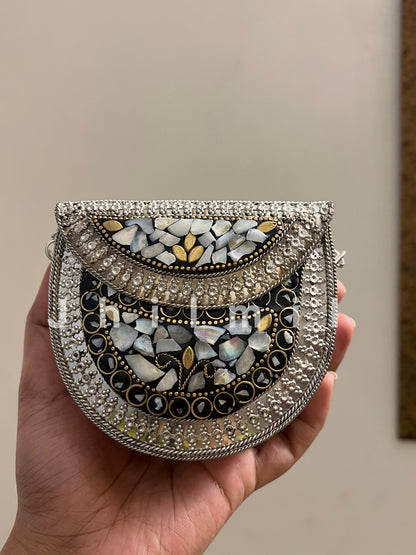Silver Seep Metal Clutch