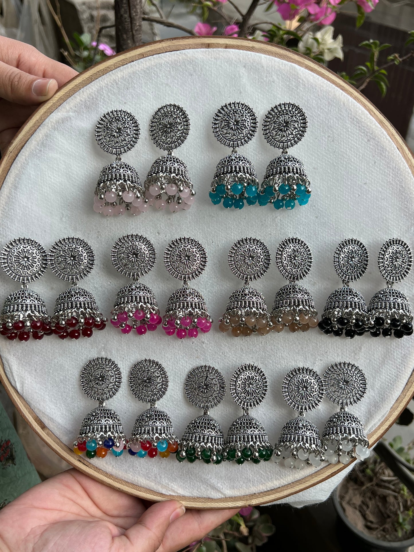 Silver Round Jhumki