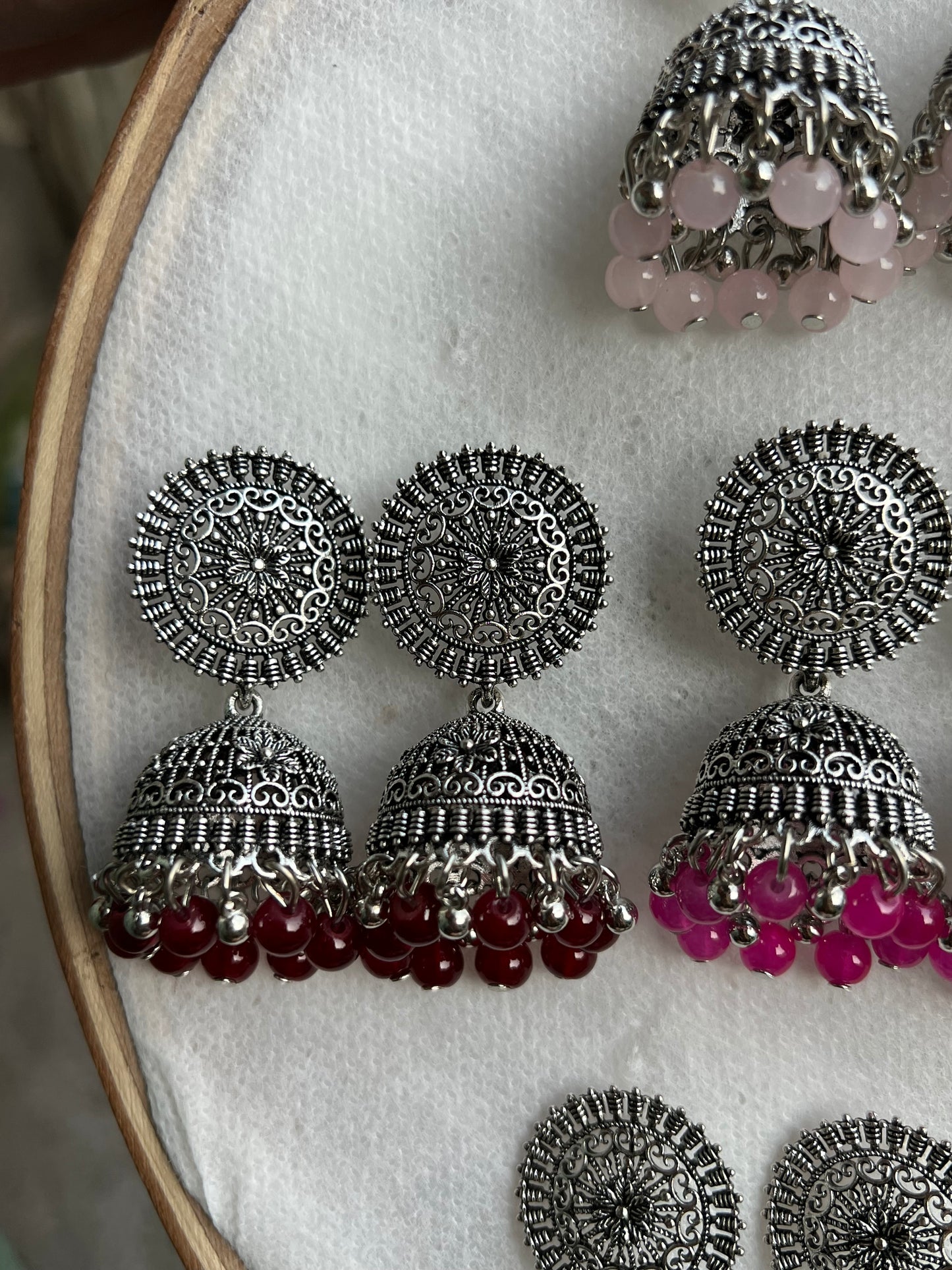 Silver Round Jhumki