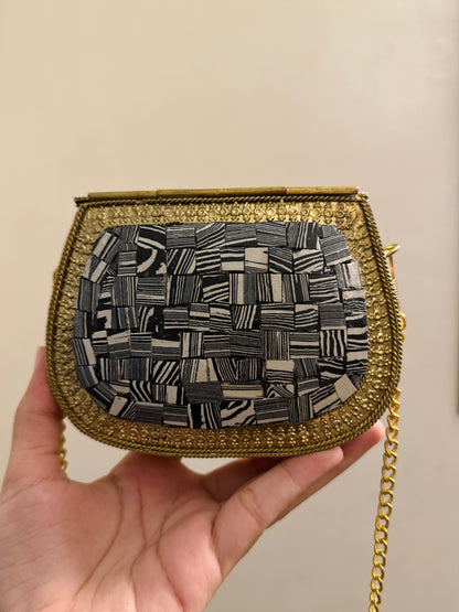 Medium Marble grey Metal Clutch