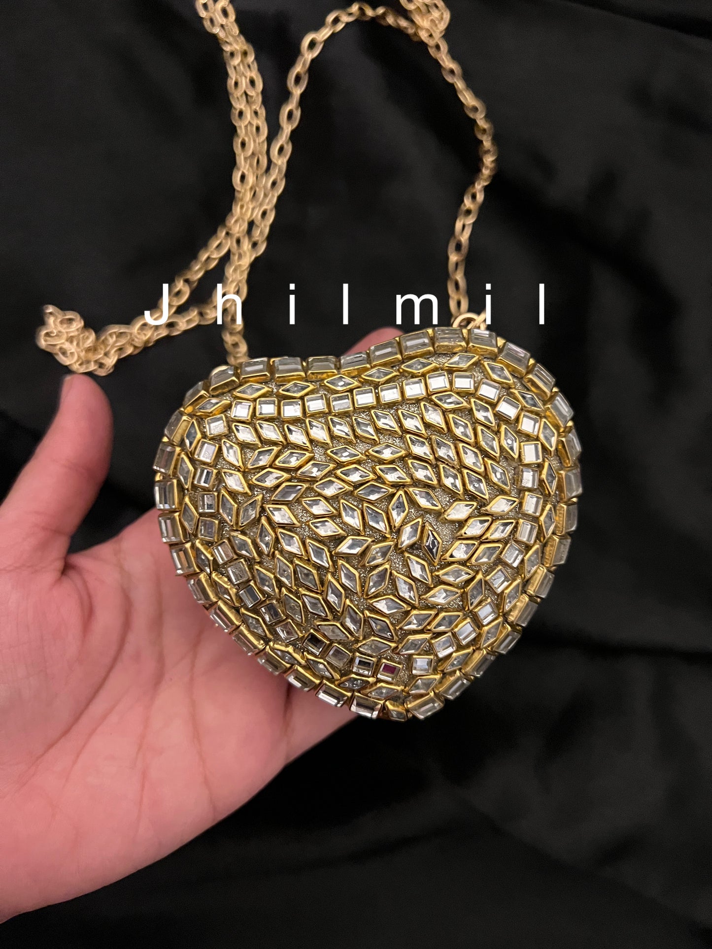 Mini Heart Kundan Clutch