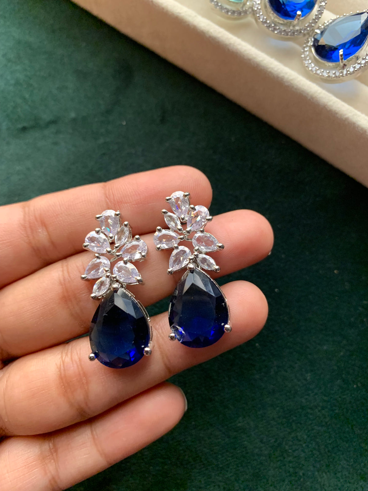 Cubic Zirconia Tear Drop Earrings