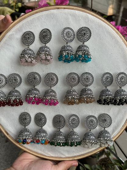Silver Round Jhumki