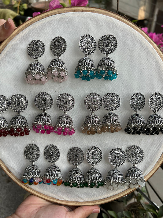 Silver Round Jhumki