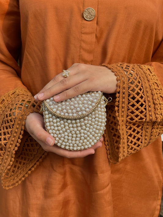 Golden Pearl Metal Clutch