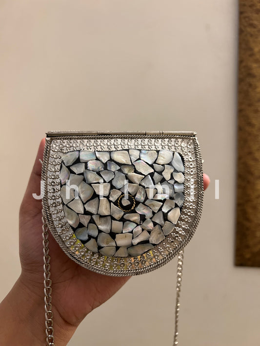 Silver Seep Metal Clutch
