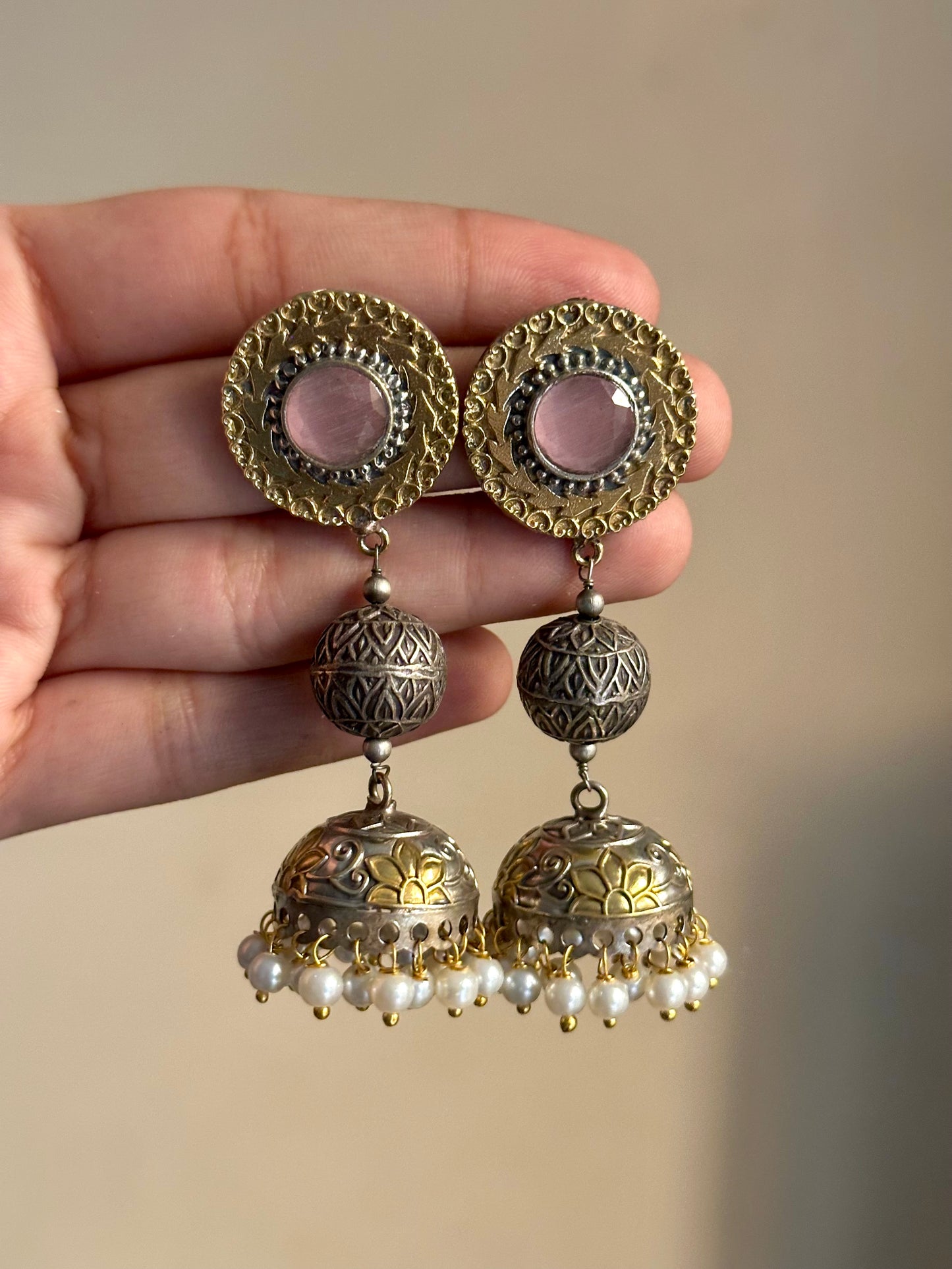 Round Dual Tone Jhumki