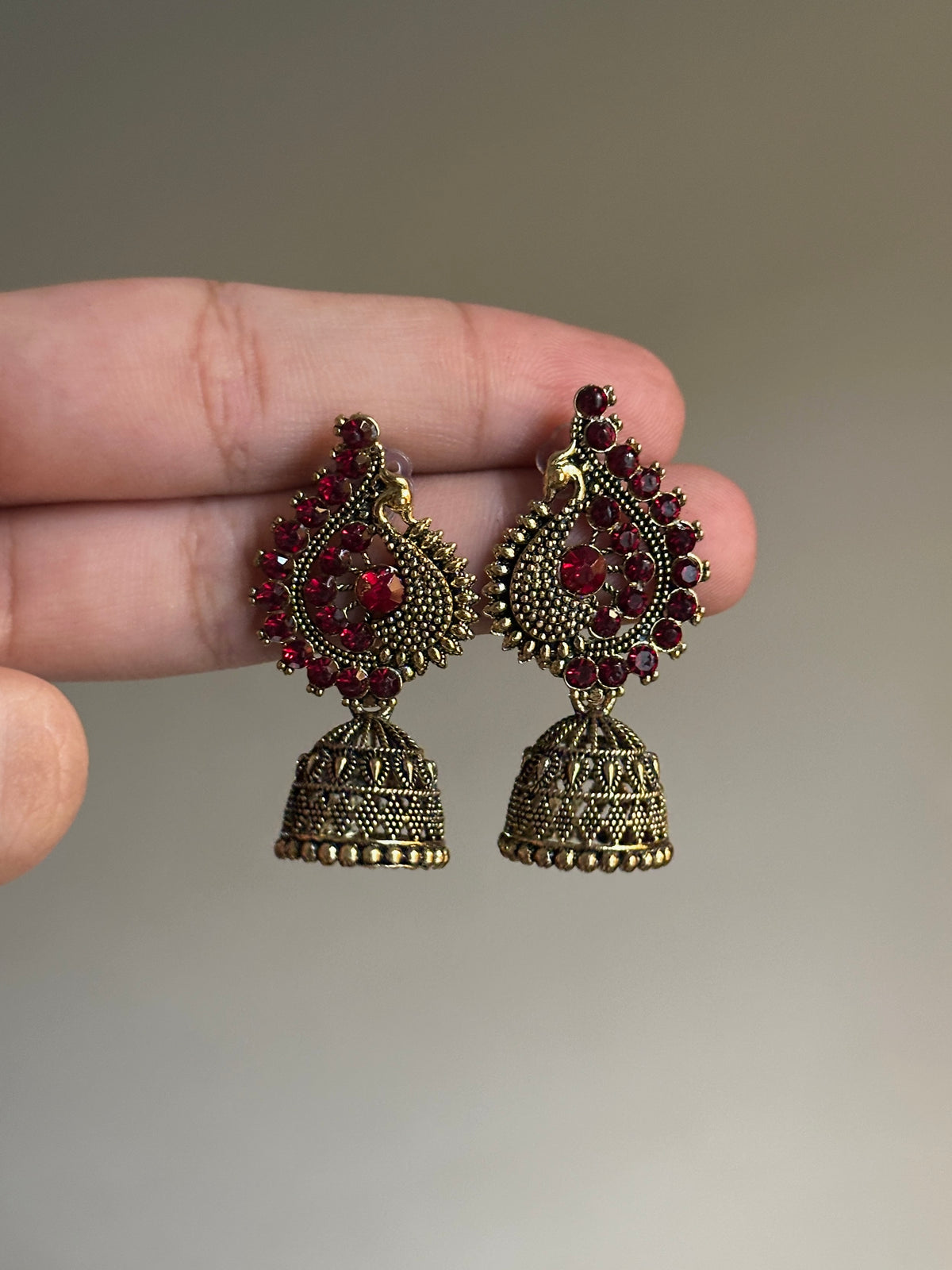 Stone Studded Mor Jhumki
