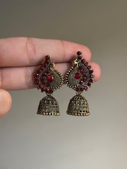 Stone Studded Mor Jhumki