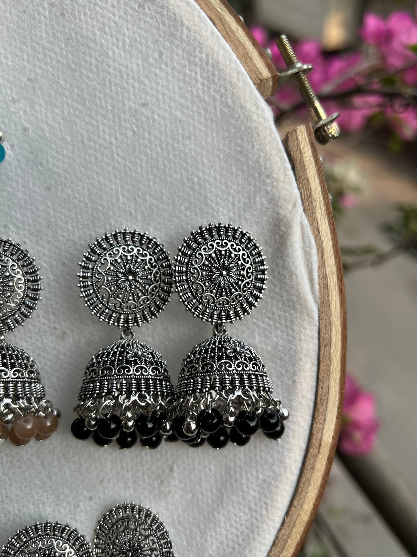 Silver Round Jhumki
