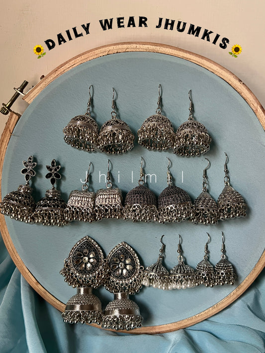Daily wear Silver jhumkis