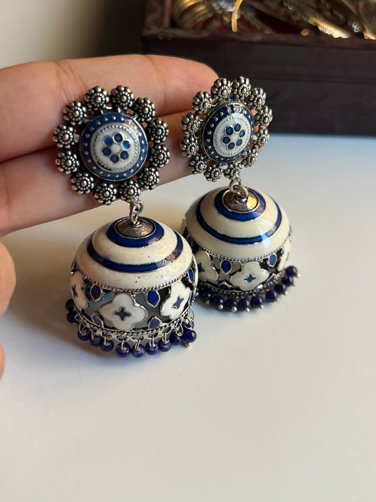 Blue Pottery Inspired Jhumki