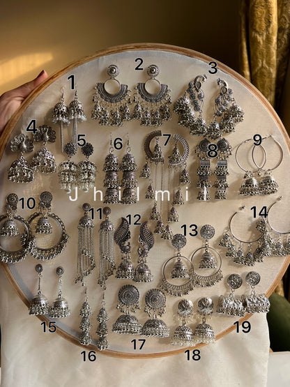 New Silver Ethnic Jhumkas